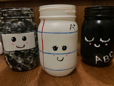 Painted classroom mason jars, school supply mason jars, teacher appreciation gift - image6